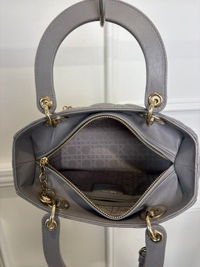 Dior Grey Cannage Quilted Medium Lady Dior