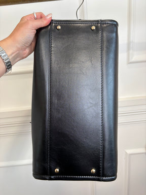 Chanel Black Leather Deauville with Tweed Logo and Lining