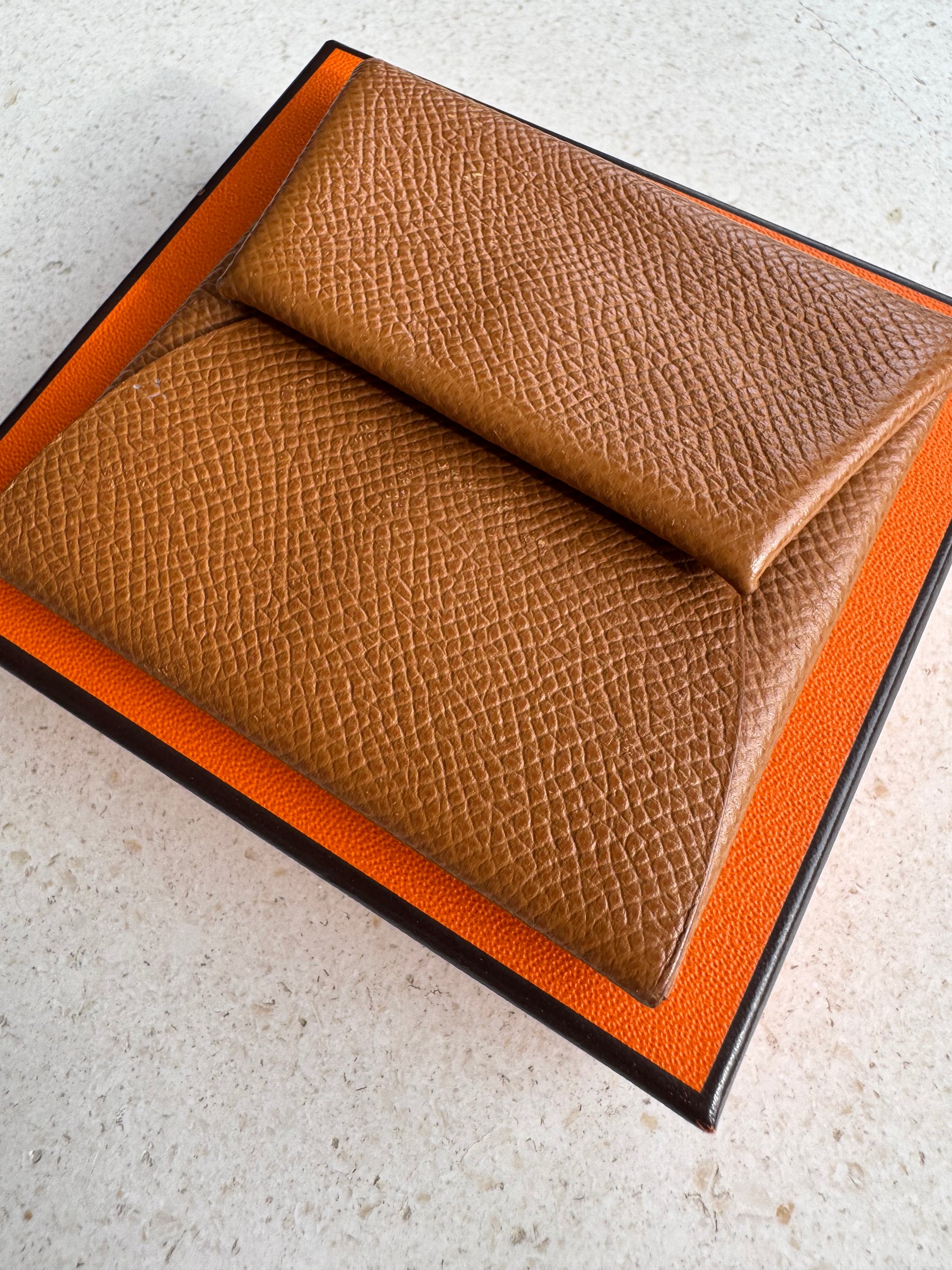 Hermès Gold Epsom Leather Bastia Coin Purse