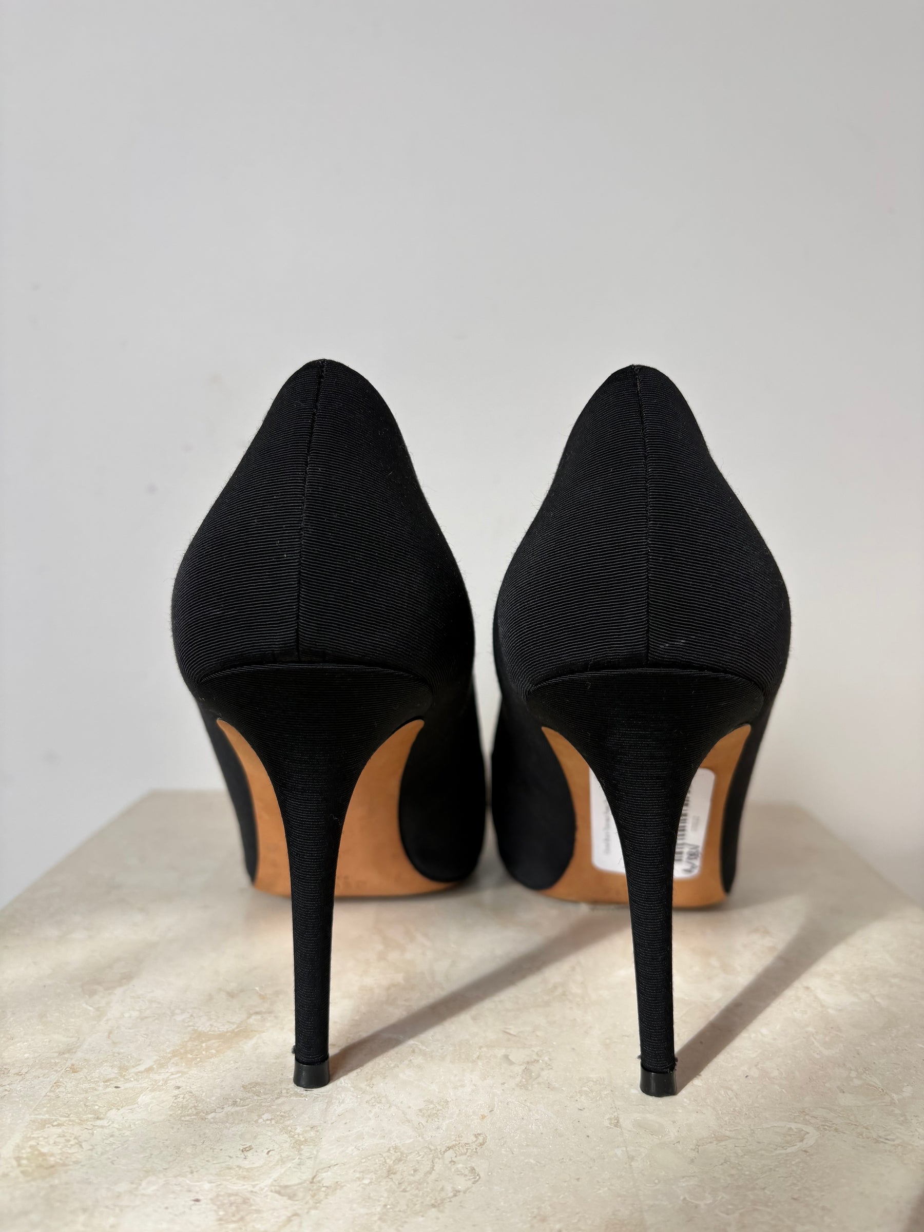 Celine Black Textured Fabric Pumps, 39.5