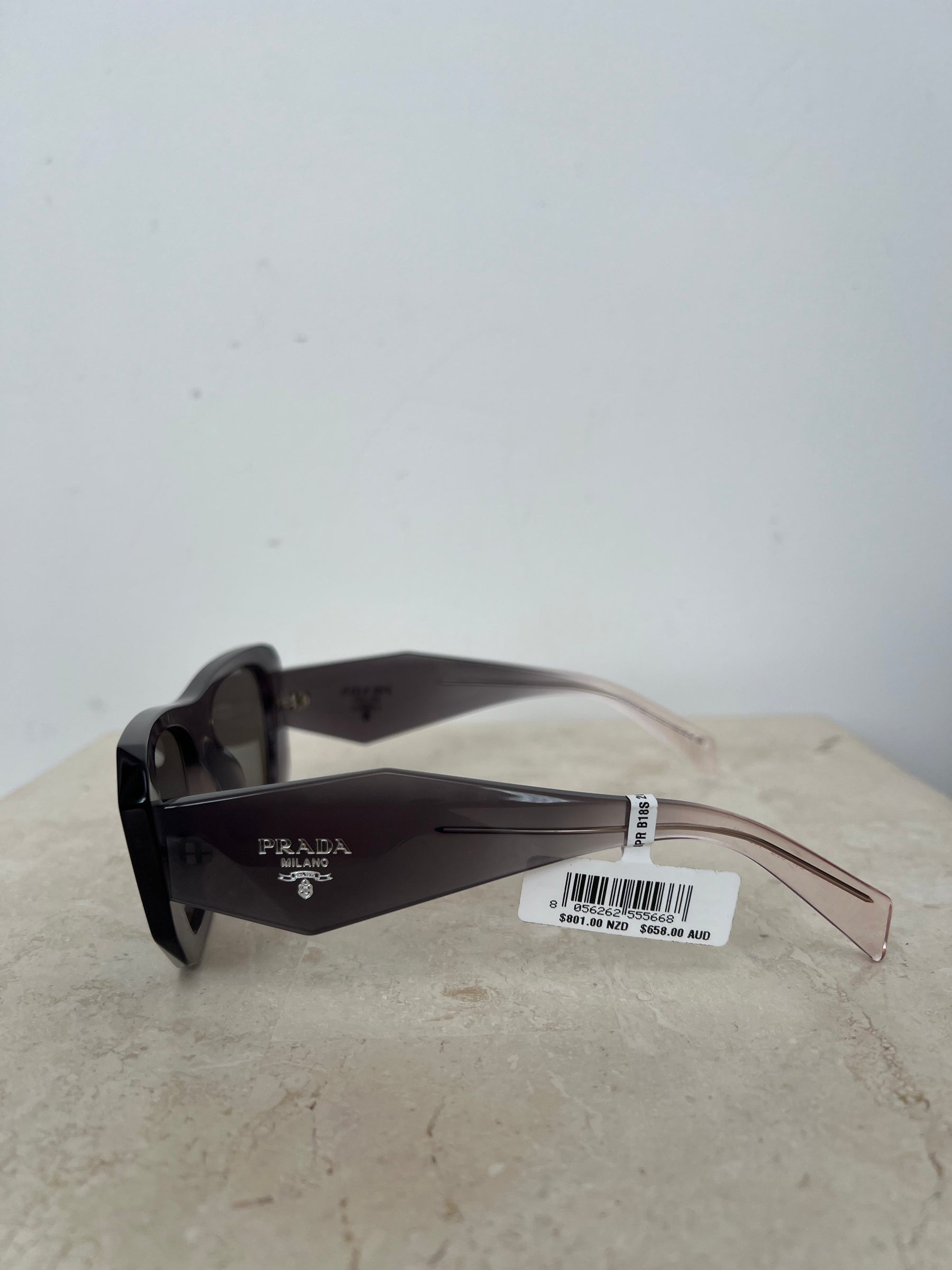 Prada Grey Gradient Arm Oversized Symbole Sunglasses