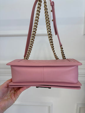 Chanel Pink Lambskin Leather Medium Boy Bag