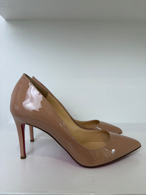 Christian Louboutin Beige Patent 'Pigalle' 85 Pump, 39