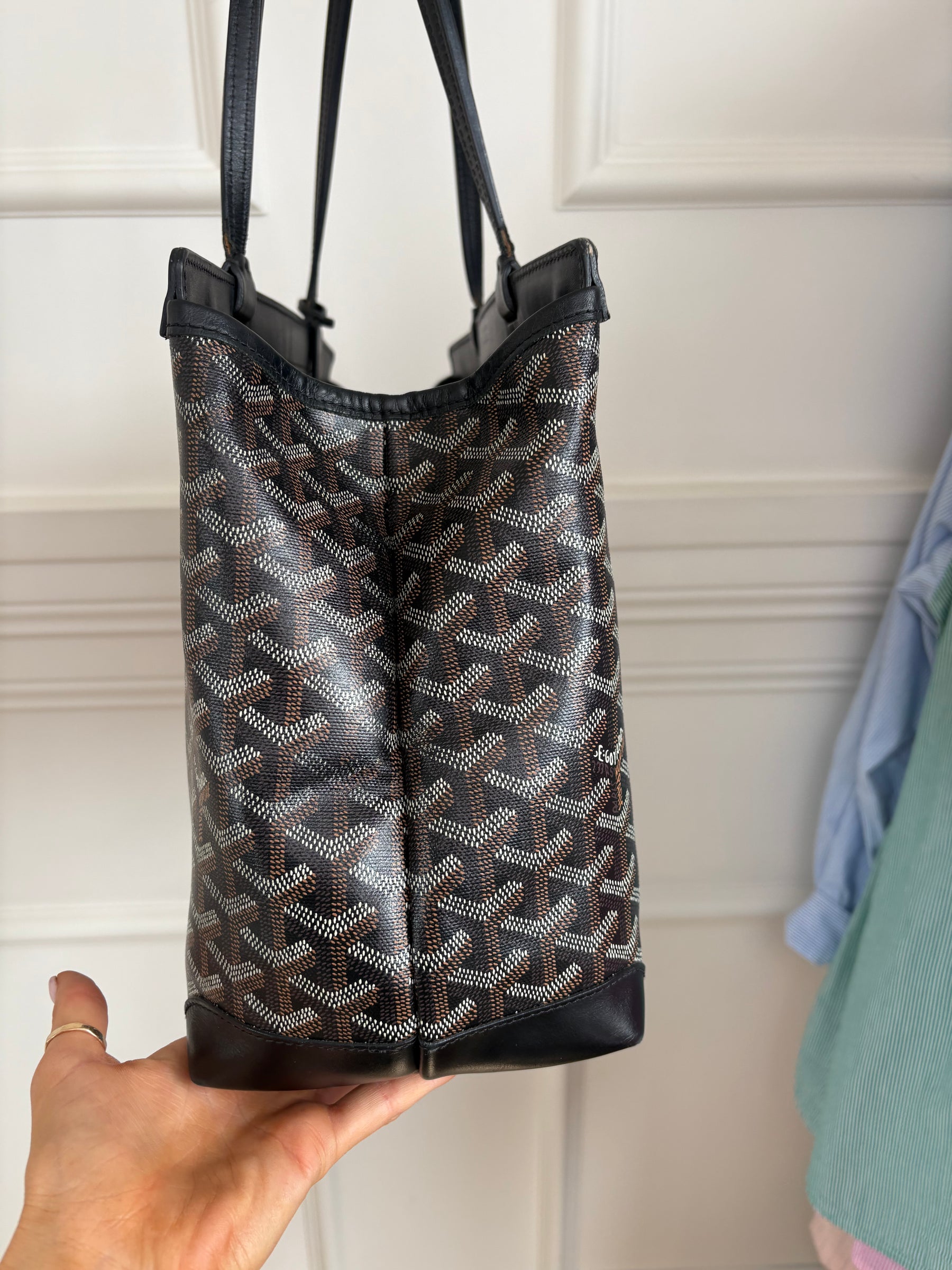 Goyard Black Leather and Coated Canvas Bellechasse Biaude PM Bag