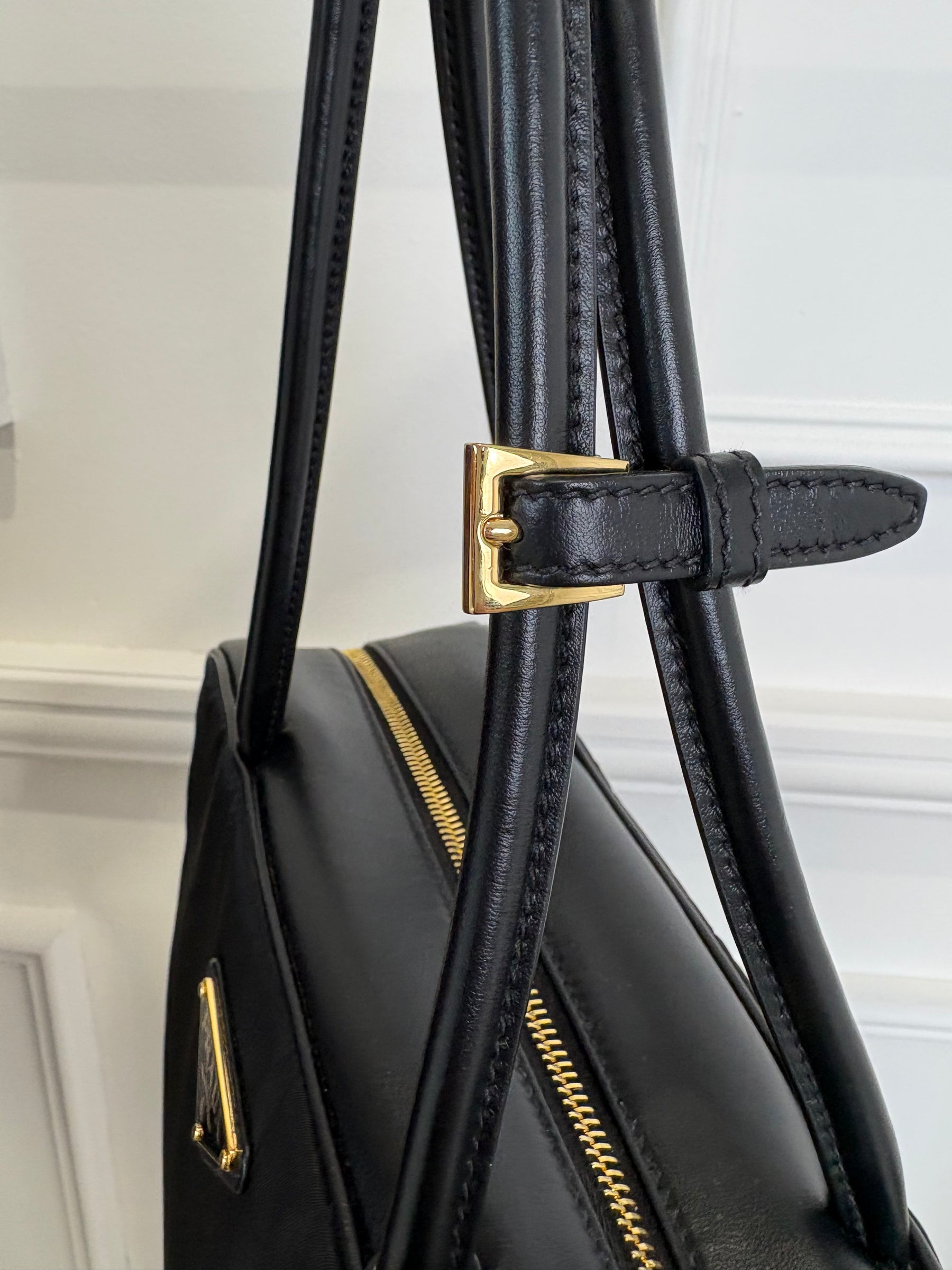 PRADA Nylon Leather Shoulder Bag, M
