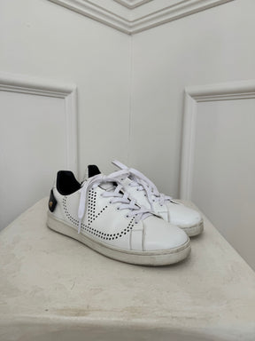 Valentino White Perforated Logo Sneakers, 37.5
