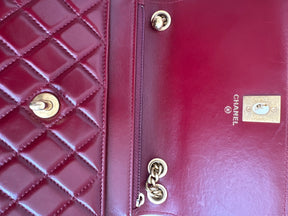Chanel Dark Red Lambskin WOC Gold Tone Hardware