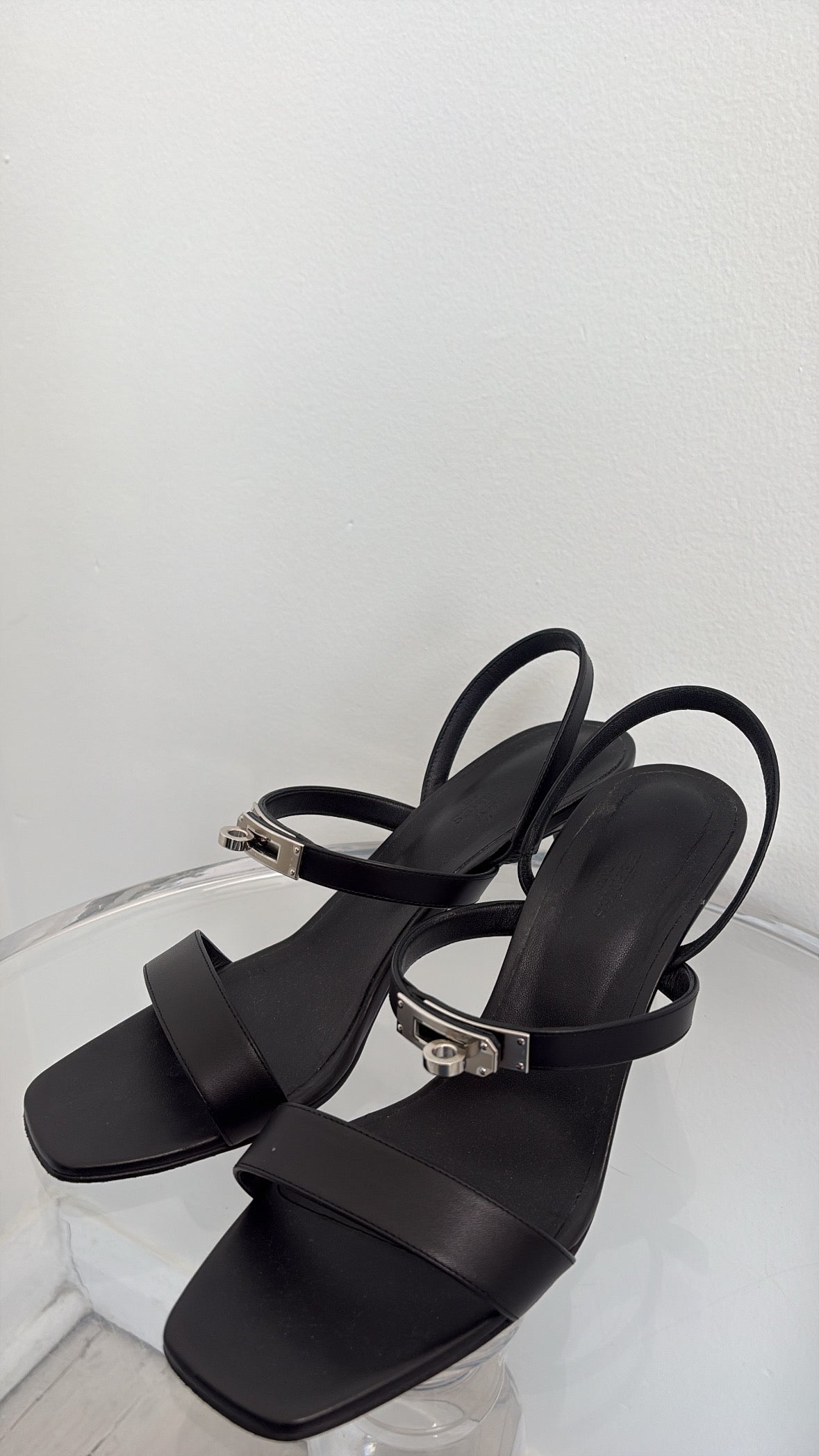 Hermès Black Leather 'Glamour' Heels, 41
