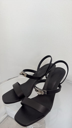 Hermès Black Leather 'Glamour' Heels, 41