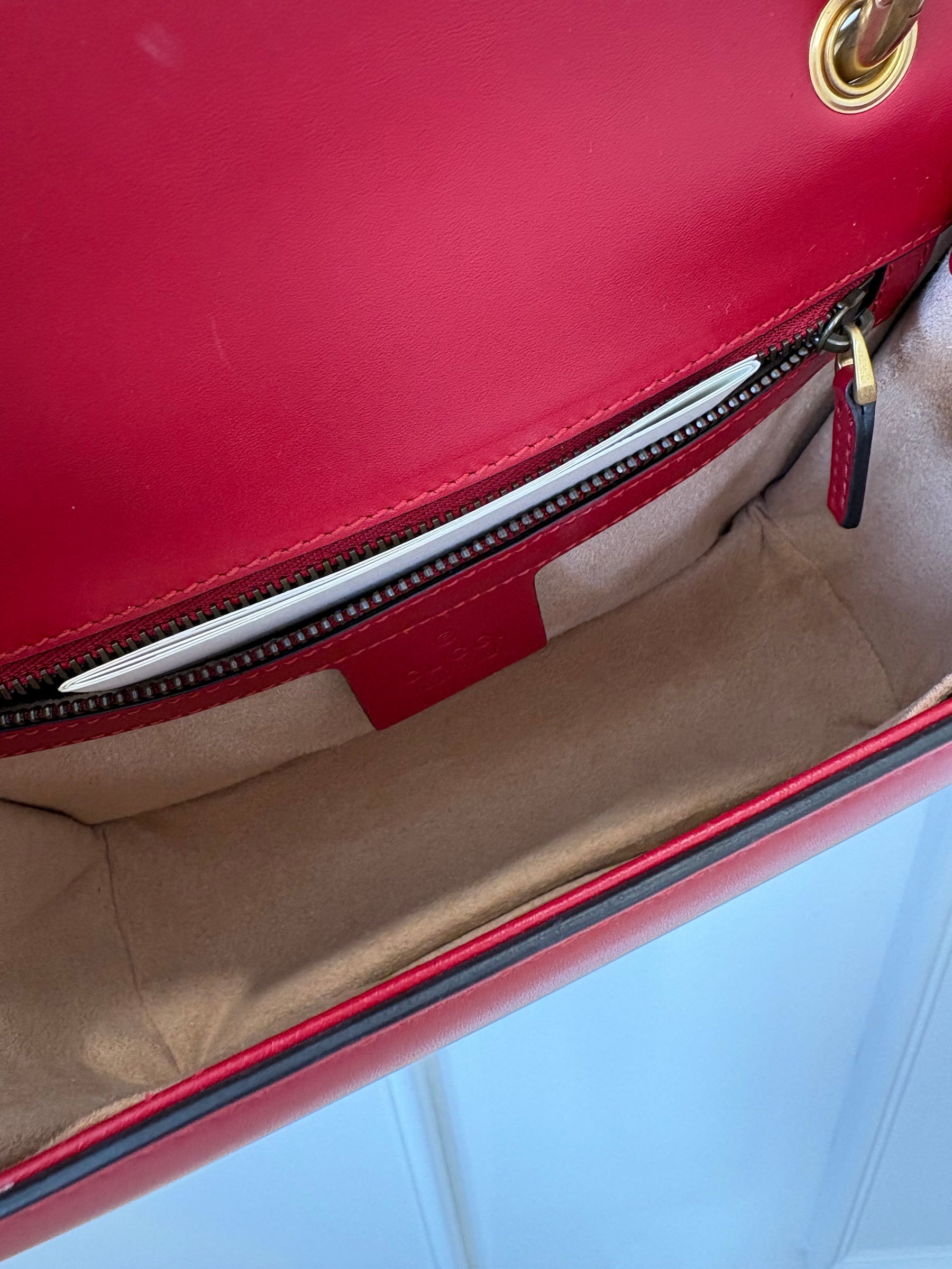 Gucci Red, White and Navy Leather Embellished Bee Shoulder Bag