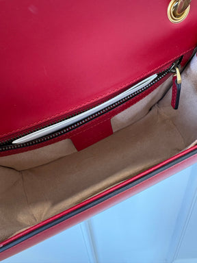 Gucci Red, White and Navy Leather Embellished Bee Shoulder Bag