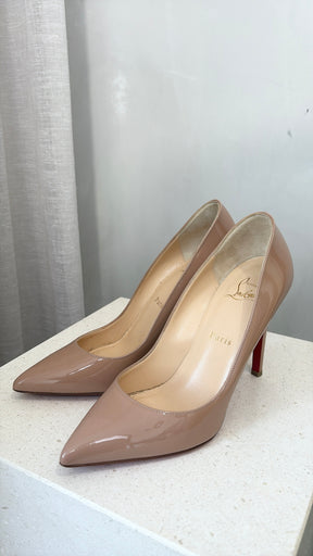 Christian Louboutin Pigalle 100 Patent Beige, 38