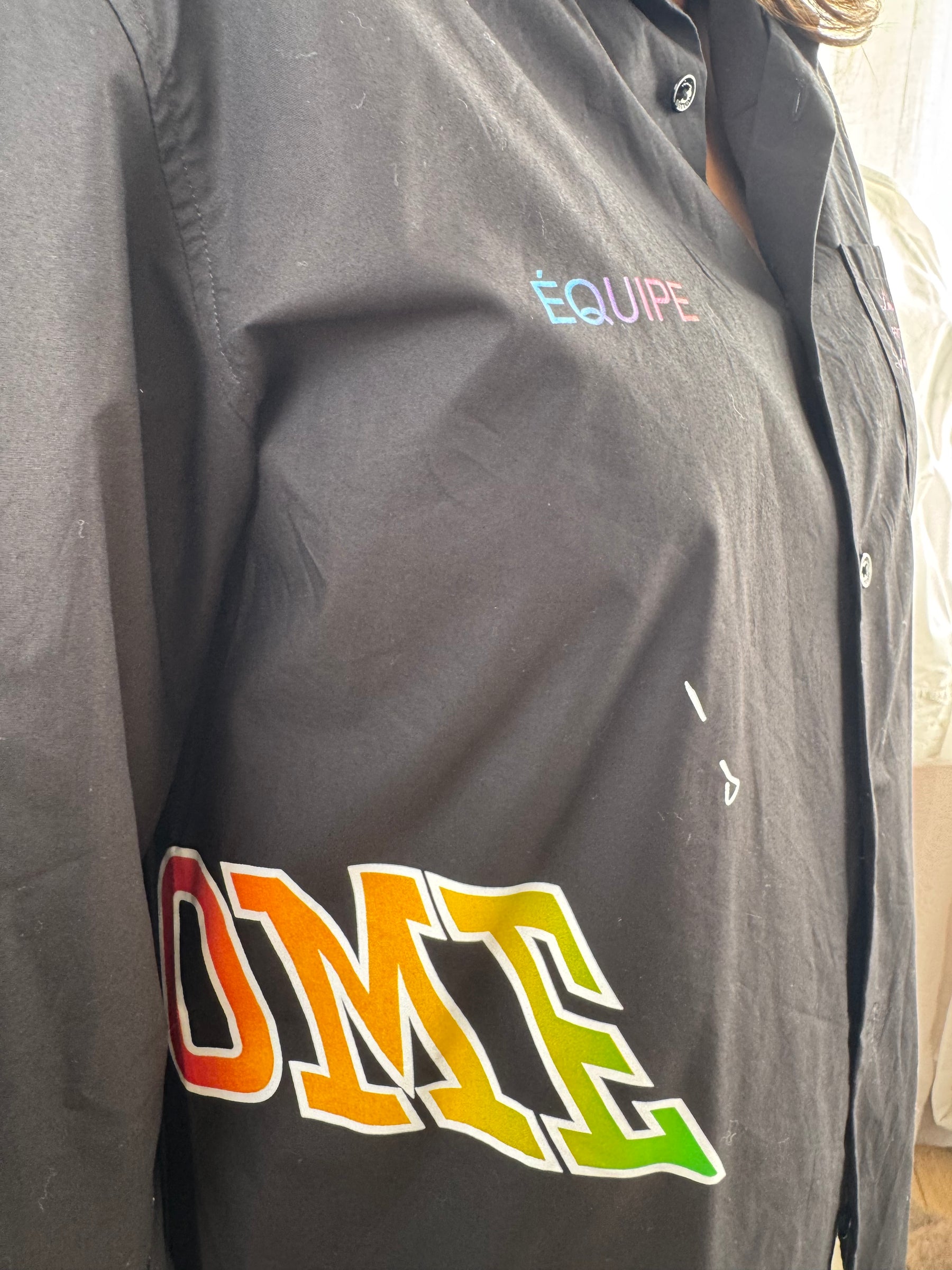 Louis Vuitton Uniform Black Poplin Shirt with Rainbow Script, M