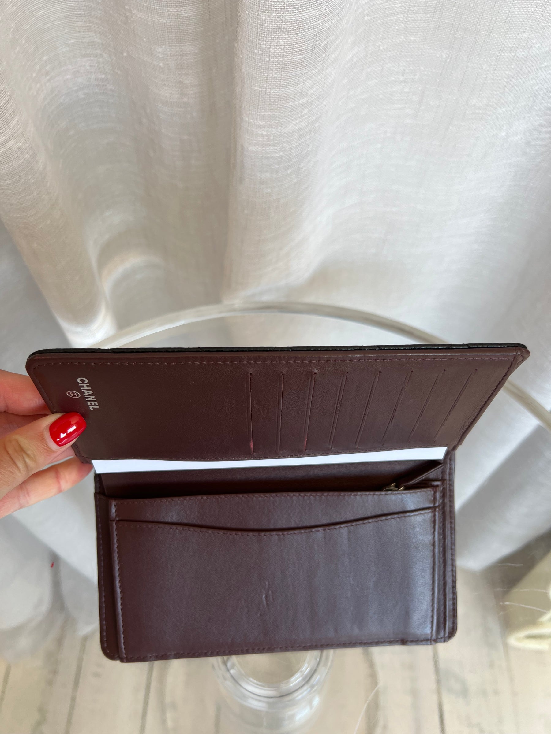 Chanel Black Caviar Leather Long Flap Wallet