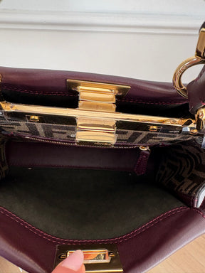 Fendi Peekaboo Mini Bag In Burgundy