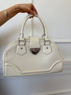Louis Vuitton Cream EPI Leather Top Handle Bowling Bag