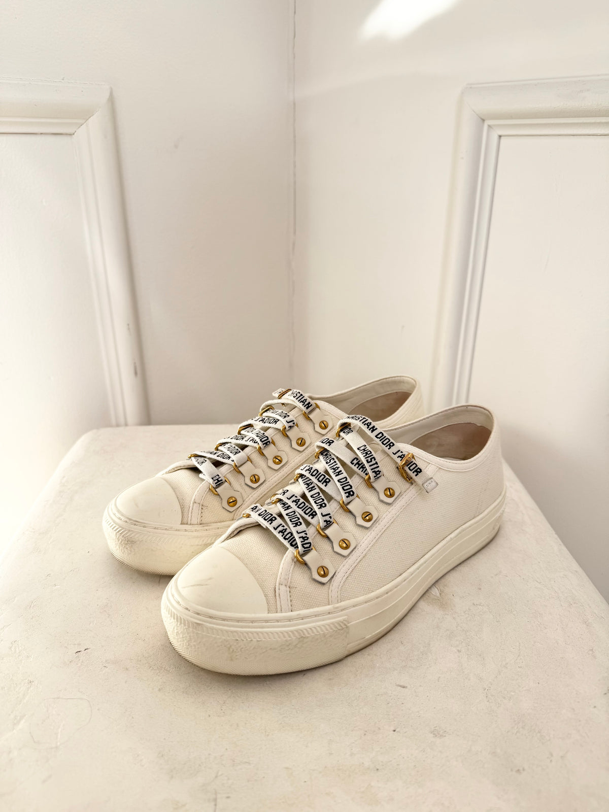 Dior White Canvas J'adior Sneakers, 36