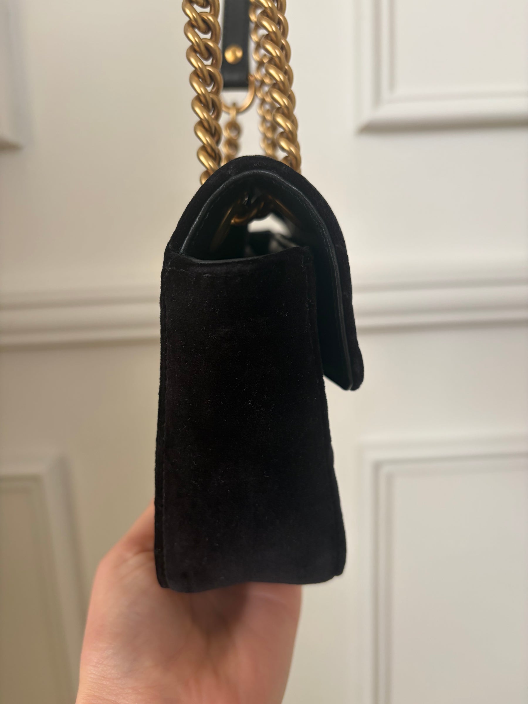 Gucci Black Velvet Marmont Crossbody Bag