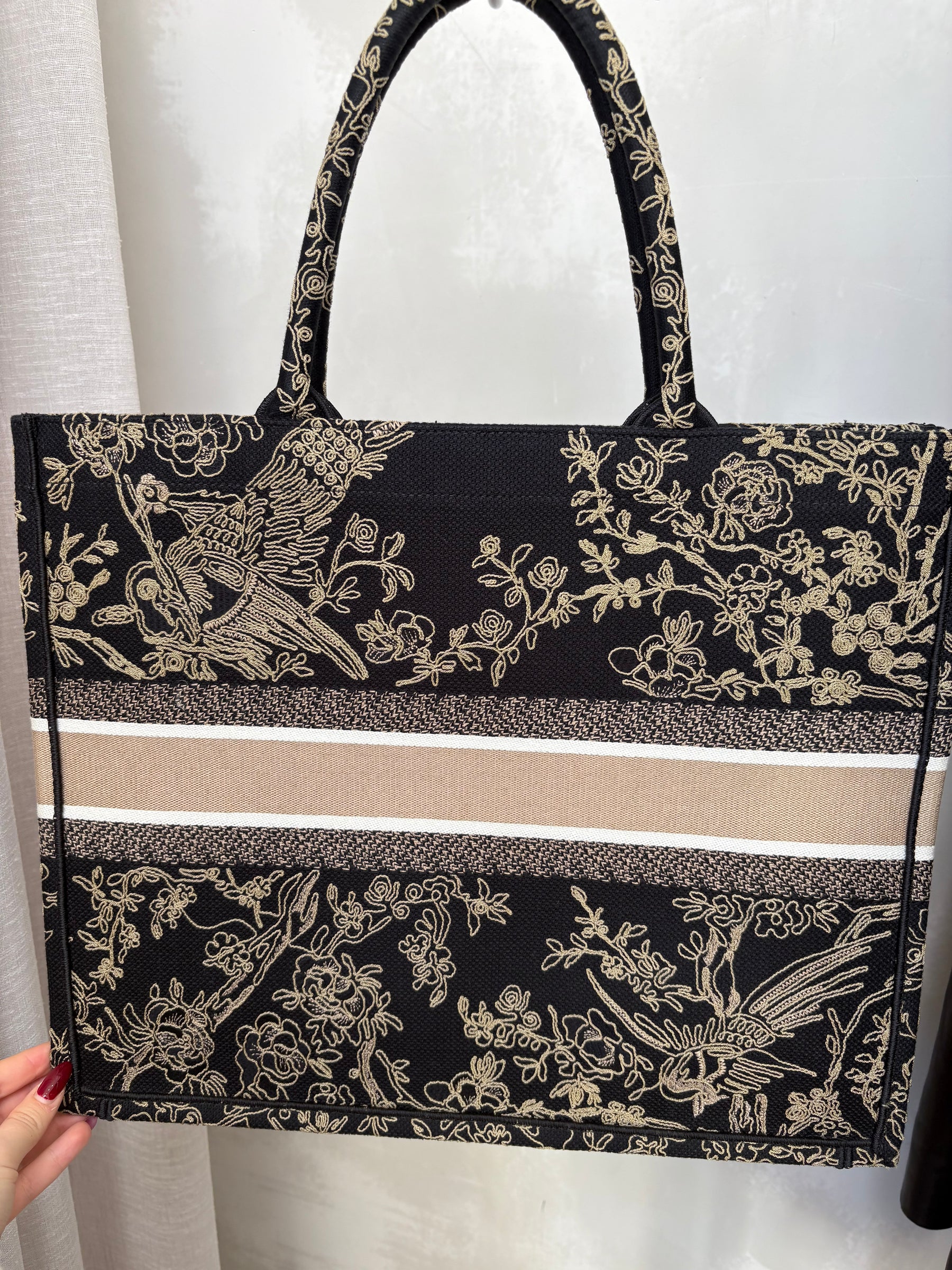 Dior Jardin D'Hiver Large Book Tote Black And Beige