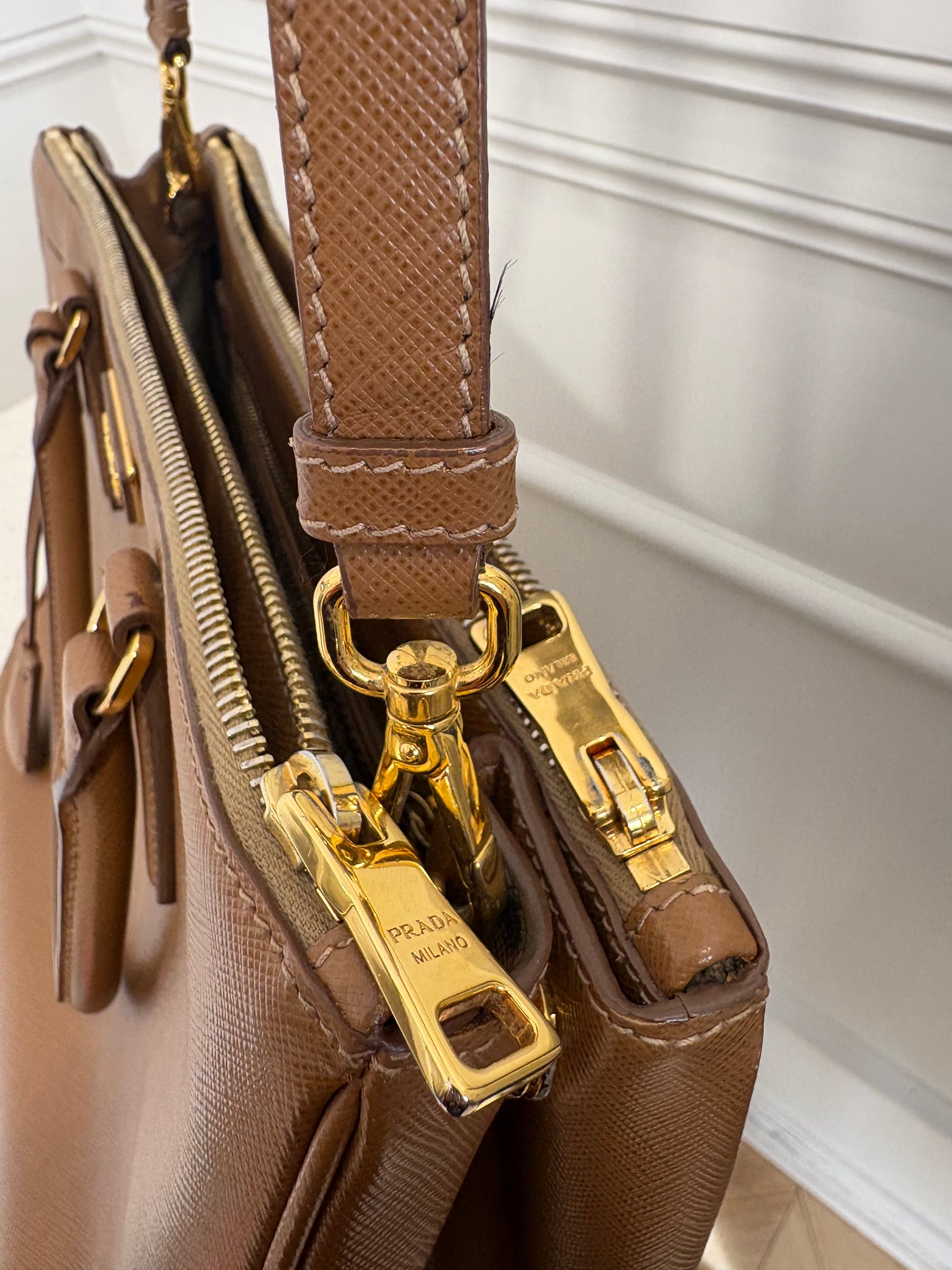 Prada Tan Saffiano Leather Galleria Tote