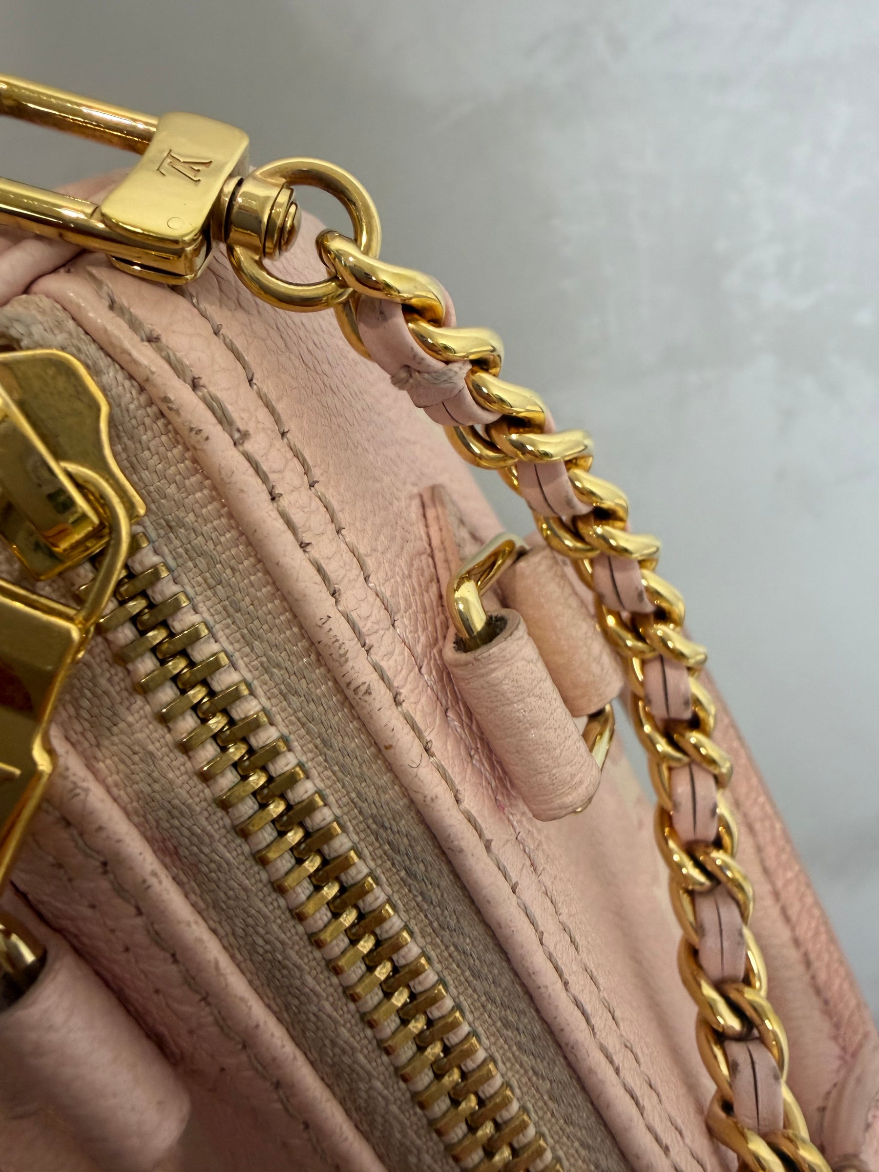 Louis Vuitton Pale Pink Monogram Empreinte Leather Nano Speedy