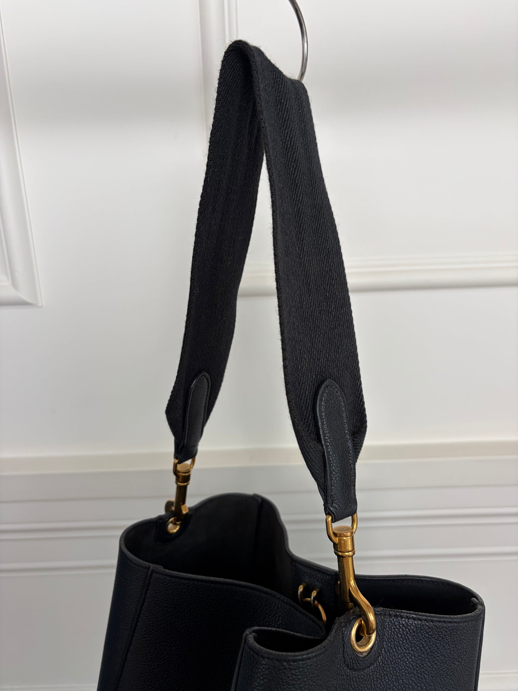 Céline Black Leather Seau Sangle Bucket Bag