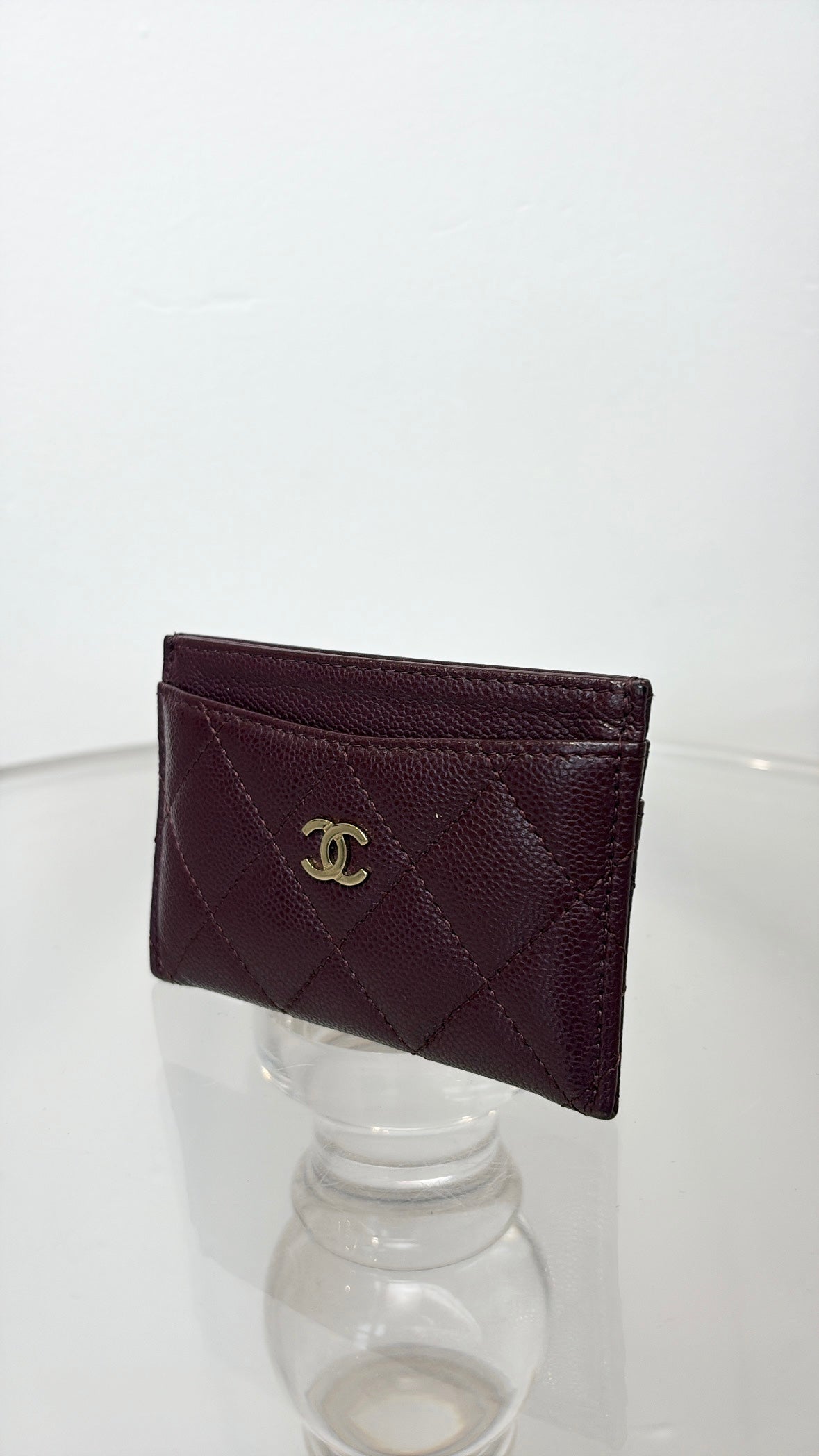Chanel Burgundy Caviar Leather Card Holder