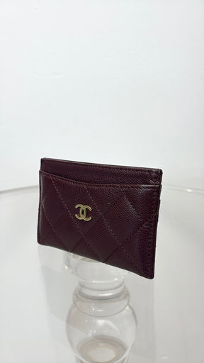 Chanel Burgundy Caviar Leather Card Holder