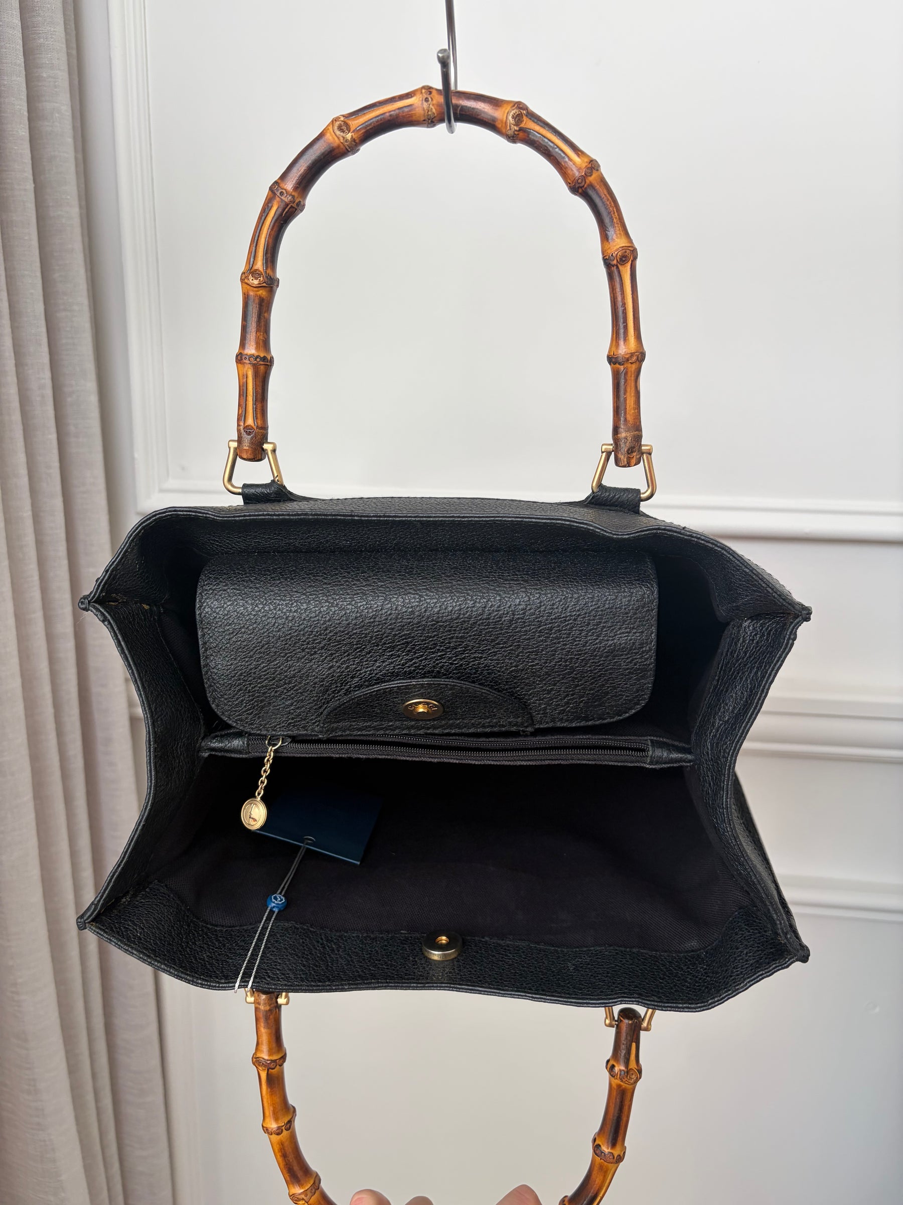 Gucci Black Suede and Leather Bamboo Diana Tote
