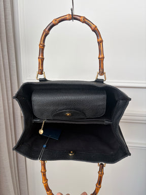 Gucci Black Suede and Leather Bamboo Diana Tote