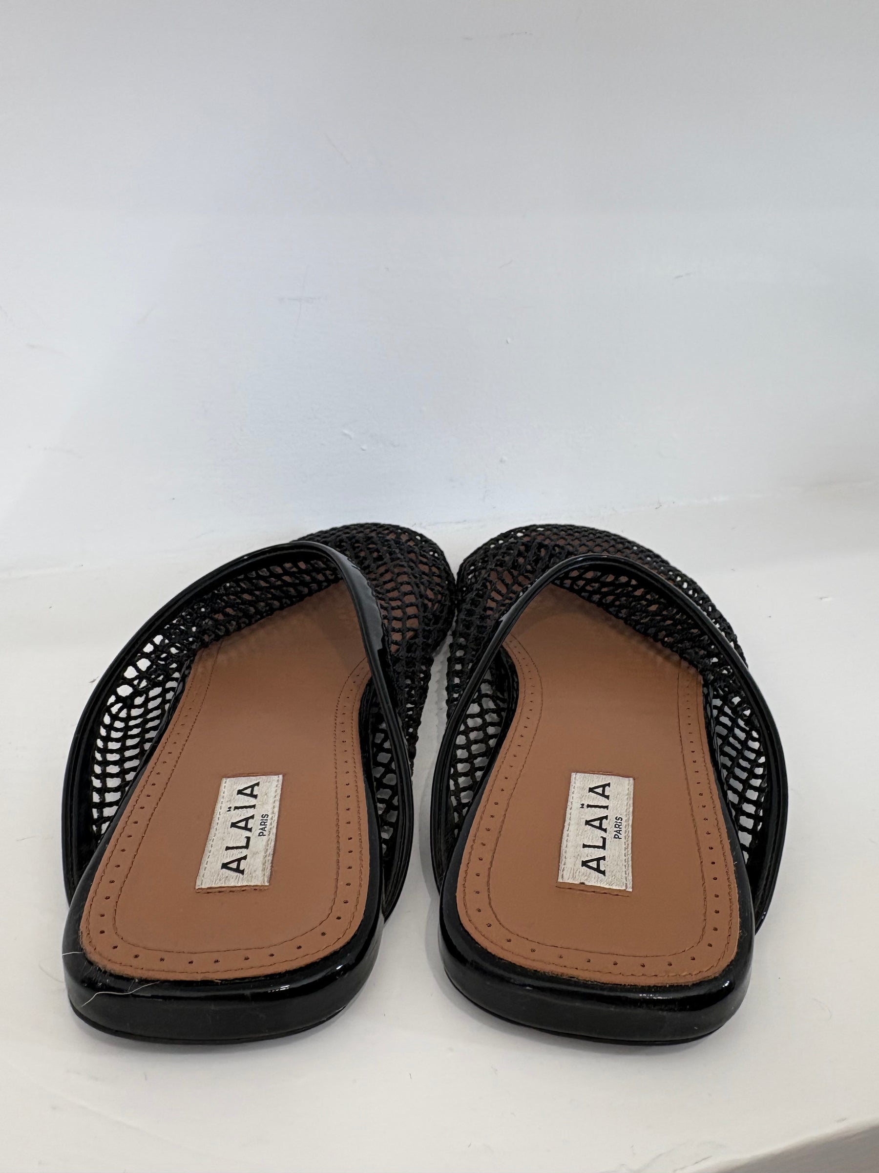 Alaïa Fishnet Flat Slides Black, 40