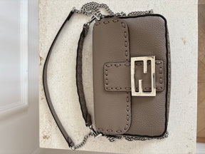 Fendi Dove Grey Calf Leather Baguette Bag