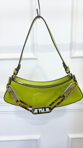 Fendi Chartreuse Leather O'lock Shoulder Bag