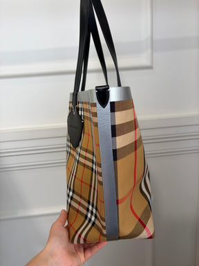 Burberry Beige Canvas Giant Check Tote