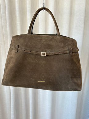 Manu Atelier Dark Taupe Suede Le Cambon 40 Tote Bag