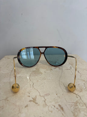 Bottega Veneta Tortoiseshell Drop Aviator Sunglasses