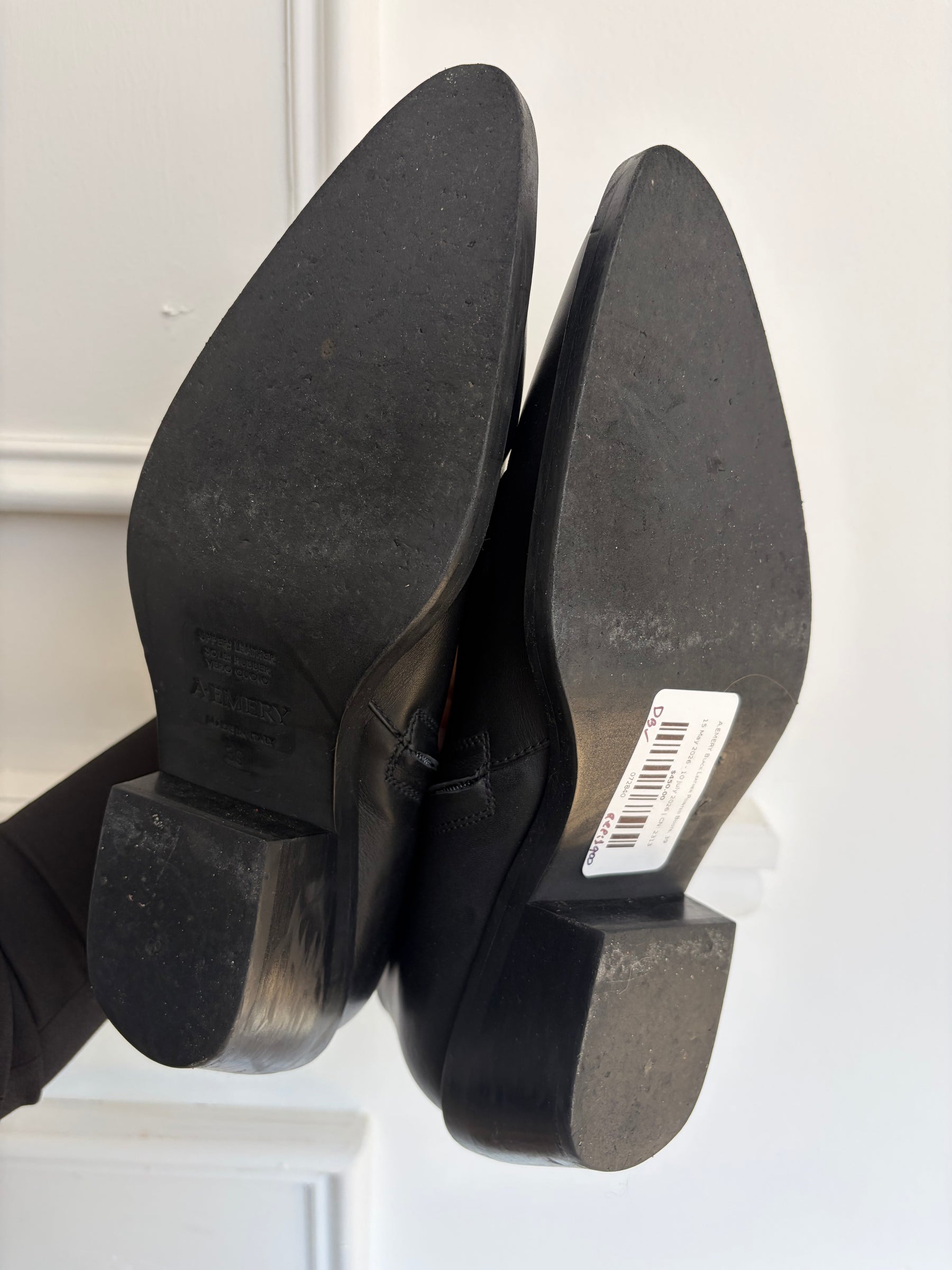A.EMERY Black Leather Pointed Boots, 39