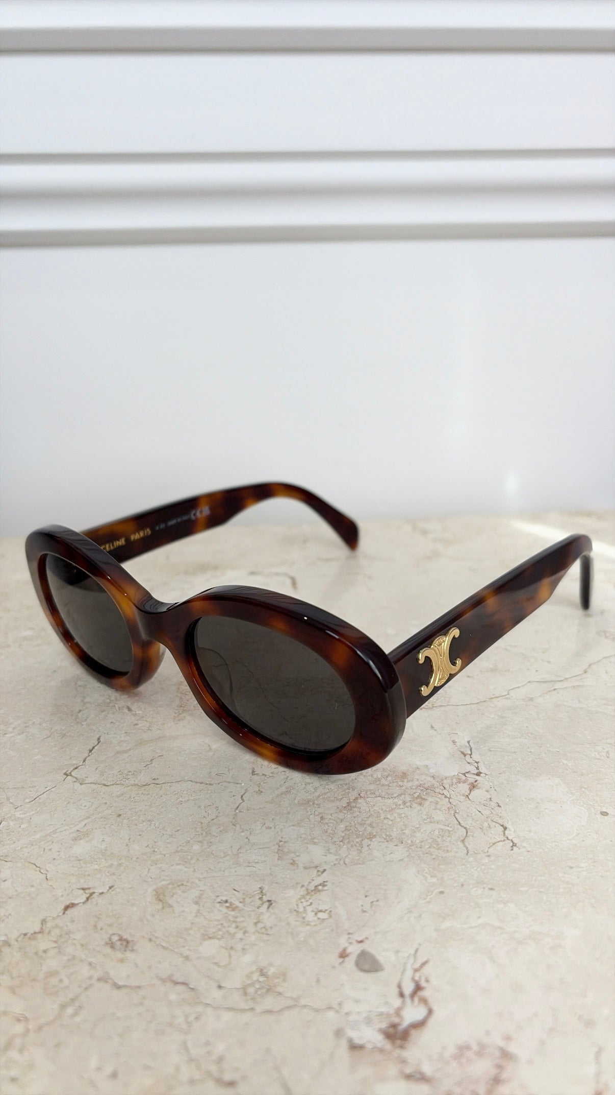 Celine Tortoiseshell Oval Triomphe Sunglasses