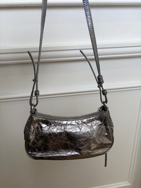 Balenciaga Metalic silver Pochette Crinkled Lambskin