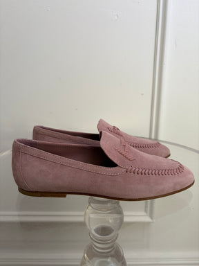 Tod's Musk Suede Whipstitch Logo Loafer, 36