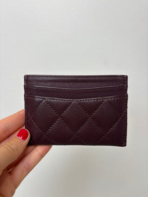 Chanel Burgundy Caviar Leather Card Holder