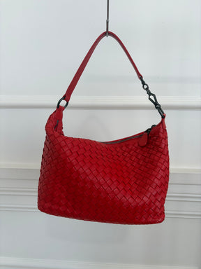 Bottega Veneta Red Intrecciato Leather Shoulder Bag