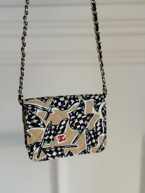 Chanel Black and Beige Flag Print Mini Bag