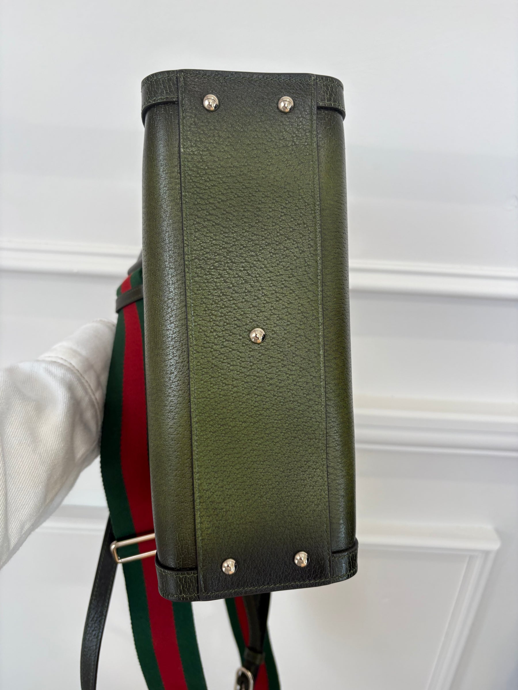 Gucci Ombre Green Leather Small Diana Tote