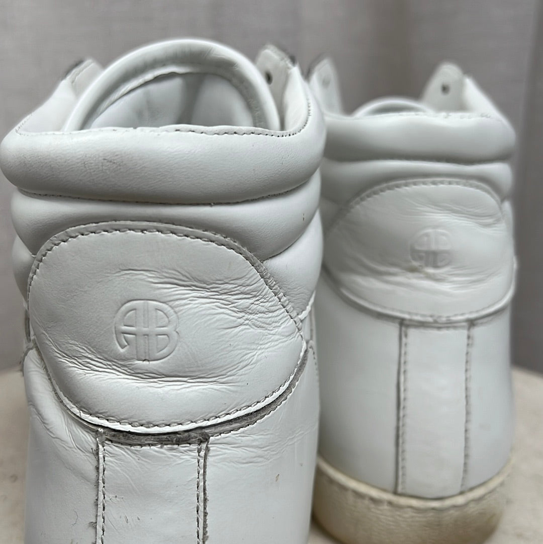Anine Bing White Leather Hi Top Sneakers, 40