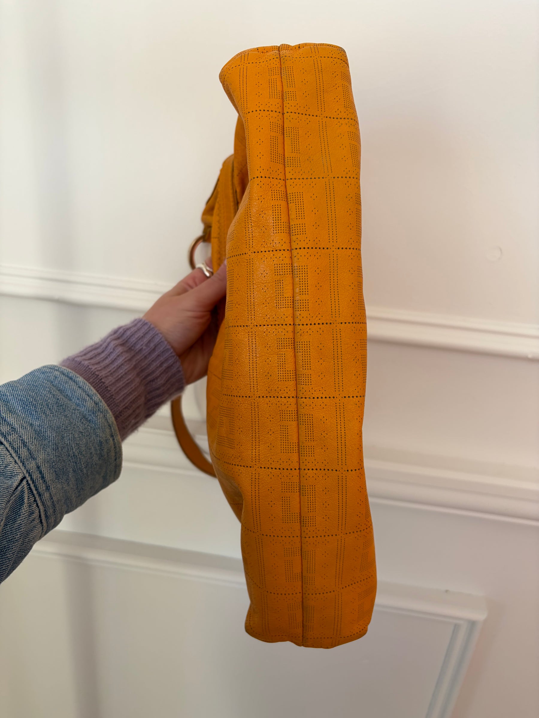 Fendi Orange Perforated Monogram Chef Bag