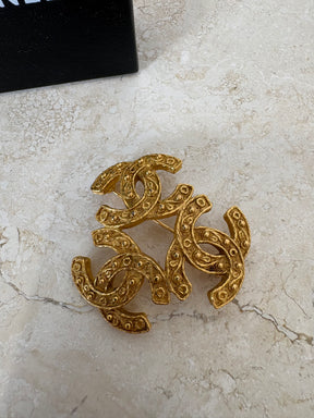 Chanel Vintage Triple CC Logo Brooch