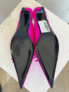 Balenciaga Pink Satin Knife Back Mules, 39