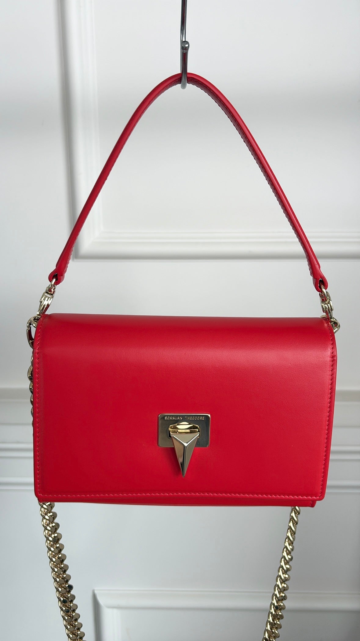 Scanlan Theodore Red Leather Chain Crossbody Bag