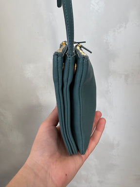 Celine Trio Leather Cross Body Bag Green